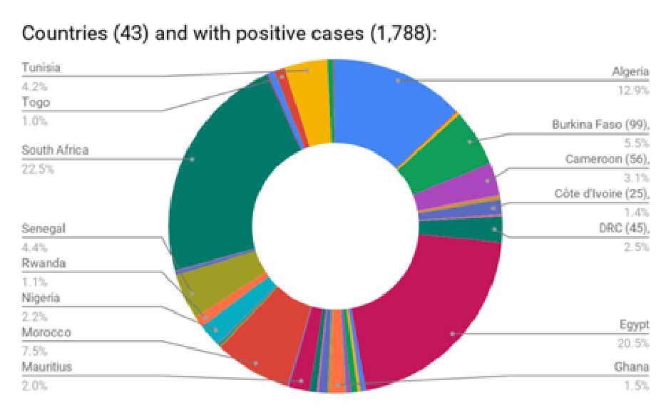 African countries with Coronavirus positive cases