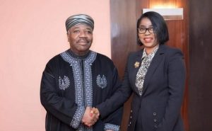 Gabon President Ali Bongo and defence minister, Rose Christiane Ossouka Raponda